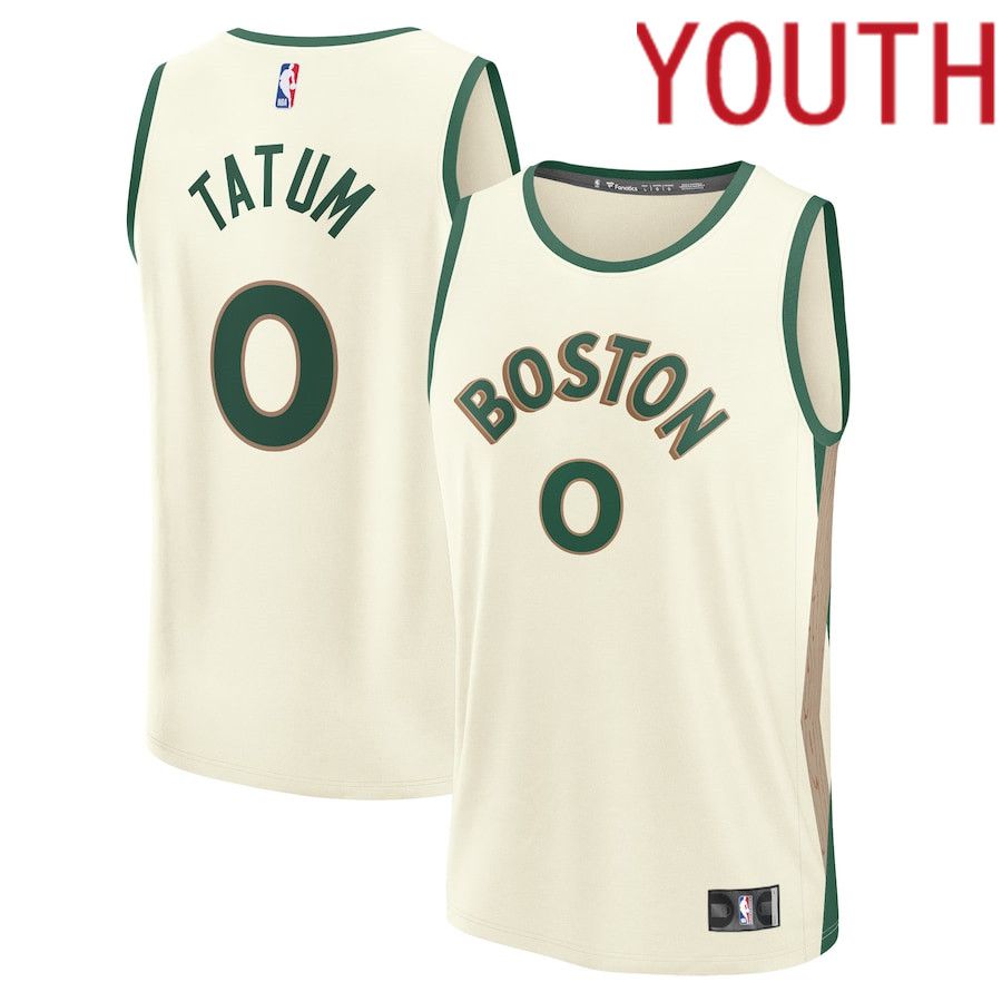 Youth Boston Celtics #0 Jayson Tatum Fanatics Branded White City Edition 2023-24 Fast Break NBA Jersey